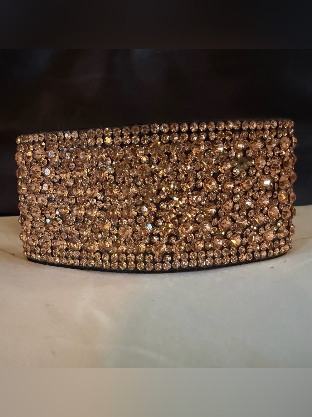 Sparkling Crystal Embellished Women's Cuff Bracelet- Gold